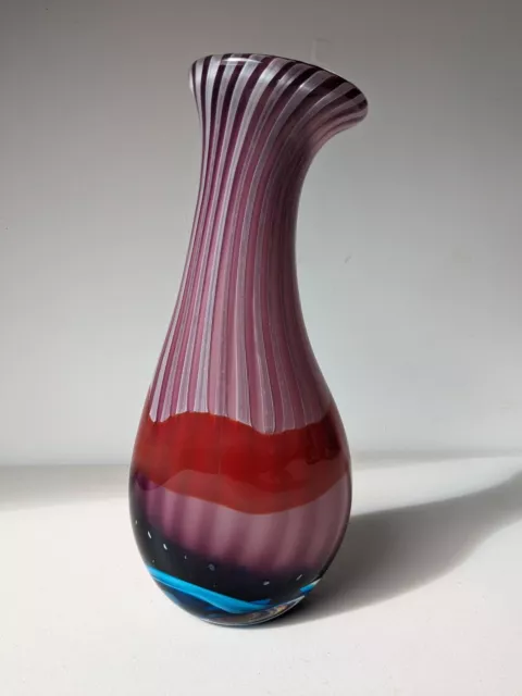 AVEM Murano Anzolo Fuga Vase Swung Neck 'Astrale' Cased Crystal 3.5kg 39cm 1960