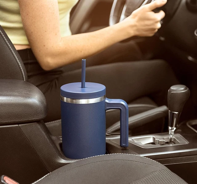 Travel Mug for Hot & Cold Beverages Stainless Steel Insulated Tumblers & Handle 3