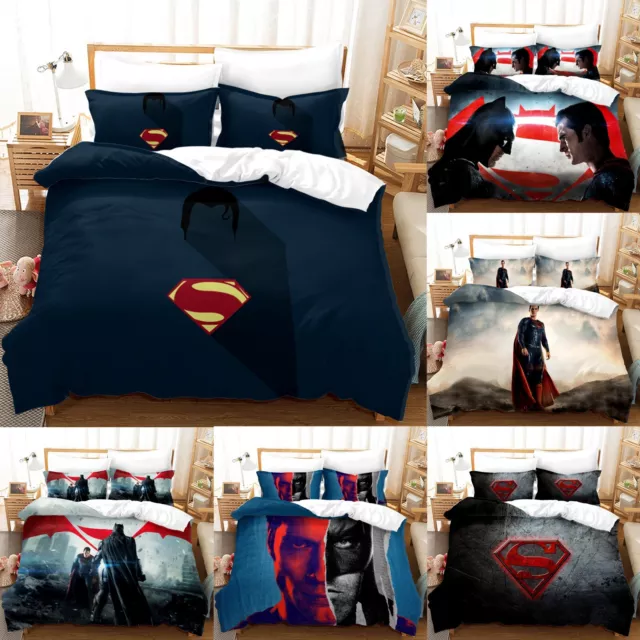 Superman 3PCS Duvet Cover Bedding Set Bedroom Comforter Cover with Pillowcases