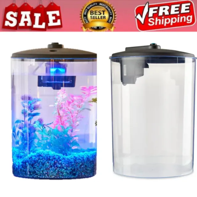 3-Gallon Fish Tanks Plastic Aquarium with LED Light and Power Filter Fish Tank