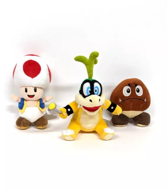 Lot of 3 2017 Super Mario Bros 8" Plush Iggy Koopa-Toad Mushroom-Goomba