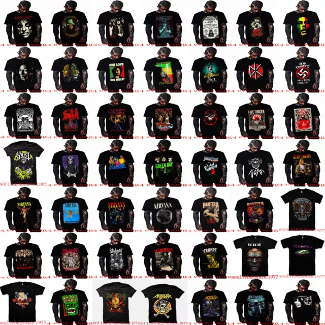 The Best Collection Of Classic Rock #2 Black T Shirts Punk Rock Men's Sizes
