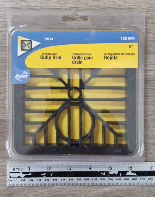 Standard 6" Black Square Drain Grid Cover – Gulley Drainage Channel Lid – UK
