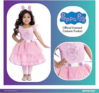 Girls Peppa Pig Pink Fairy Dress Costume Tv Character Kids Story Book Outfit