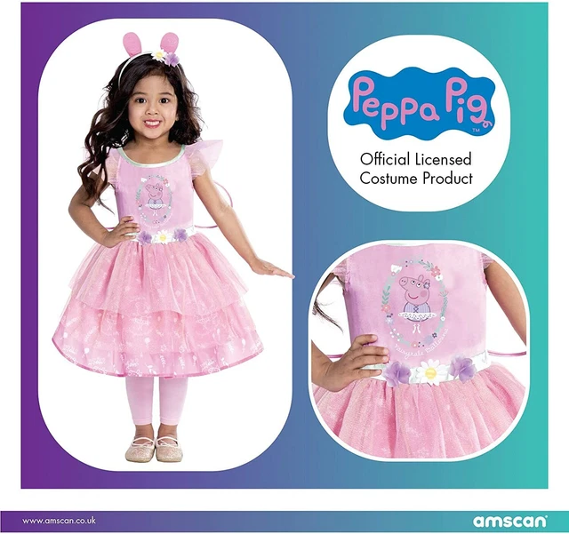 Ragazze Peppa Pig Rosa Abito Fata Costume Tv Personaggio Bambini Abito Libro Storia