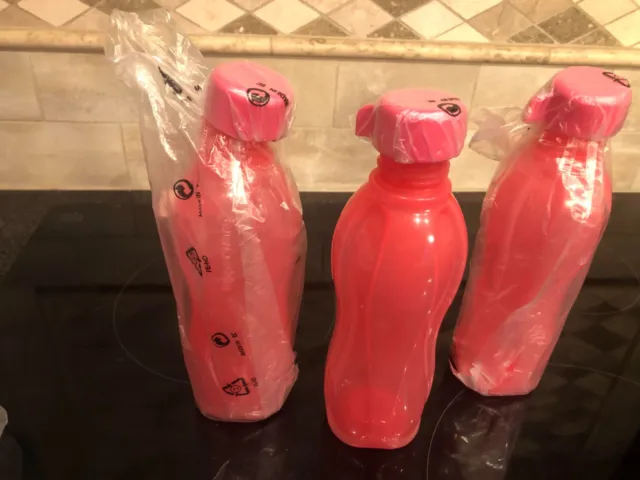 Tupperware Eco Water Bottle 16 oz / 500ml w/ Flip Top Pink New