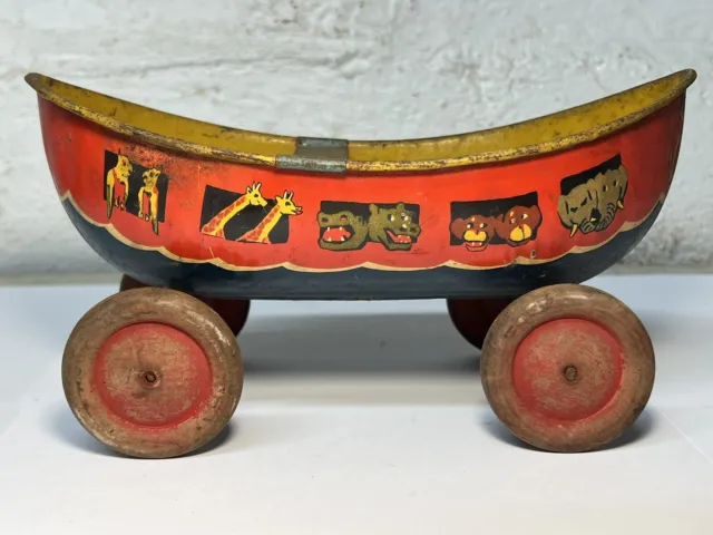 ✨Original Antique 1930s Wyandotte Noah’s Arc Boat Toy Car Truck Tin Litho Works✨