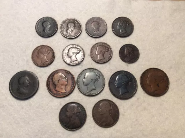 Great Britian Half Penny & Penny Lot of 15