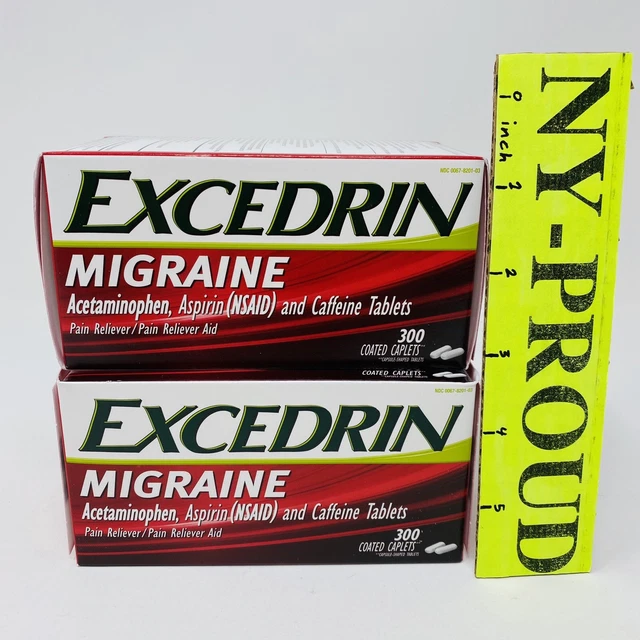 EXCEDRIN MIGRAINE RELIEF Pain Reliever 2Pack (600 Caplets) Expiration