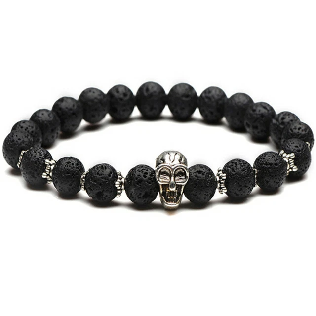 8mm Lava Stone Bracelet 7.5inches Reiki Unisex Chakas Spirituality Healing Charm
