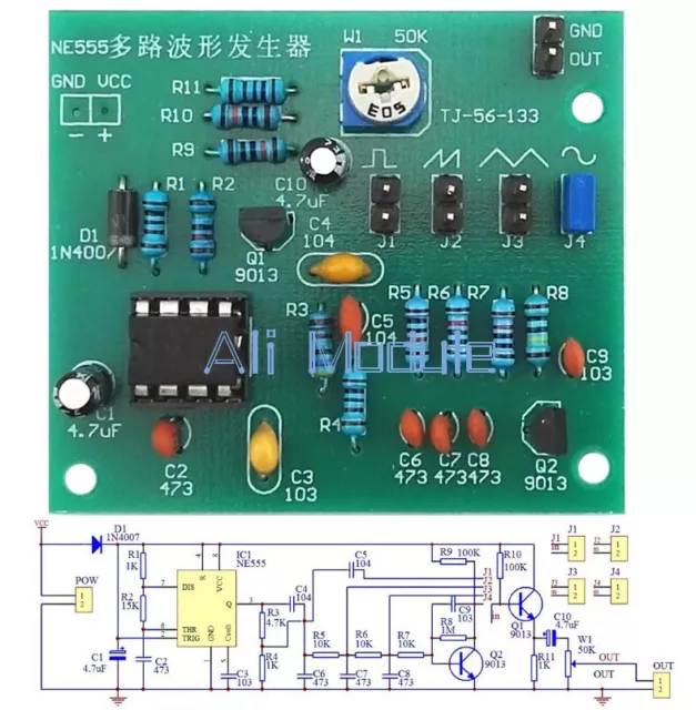 NE555 Multi-Channel Waveform Generator Module Sine Triangle Square Wave DIY Kits