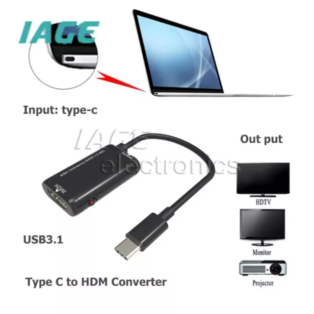 USB-C Type C to HDMI Adapter USB3.1 Cable Konverter For MHL Android Phone Tablet