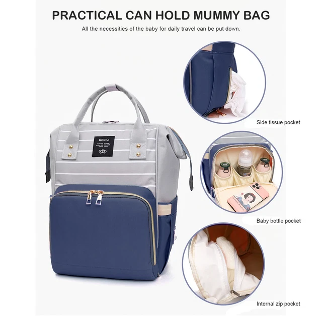 Mom Mummy Baby Diaper Bag Backpack Travel Maternity Changing Pad Waterproof Blue 6