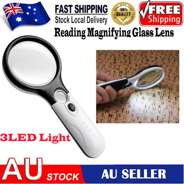 Glass Reading Optical Handheld Magnifier Illuminated High Power 3LED 45X Lens
