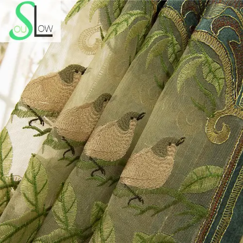 Slow Soul Bird Embroidered Curtain Curtain Room Tulle Luxury Velvet Drapes Sheer