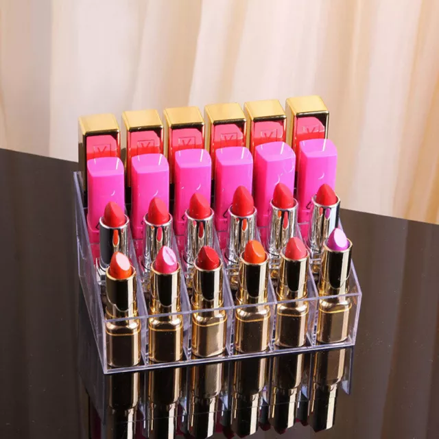 Clear 24 Makeup Lipstick Cosmetic Storage Display Stand Rack Holder Organizer#km