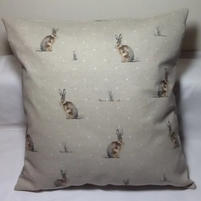 Handmade lined Hares  Cushion Cover  Hartley Fabric