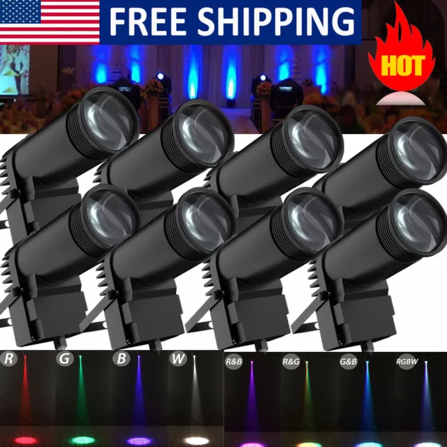 8PCS 30W Stage Lighting RGBW LED DMX Pin Spot Lighting Club Party Show DJ Light