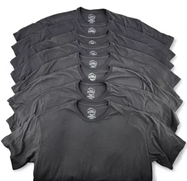 Lot of 8 True Classic Mens 2XL XXL Tee Shirt Short Sleeve Crew Neck Solid Black