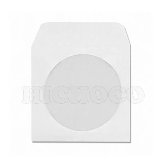 1000 White Paper CD DVD R Disc Sleeve w/ Window Flap Envelope Wholesale Bulk