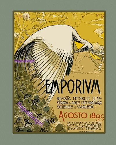 August 1899 EMPORIUM PEACOCK 8x10 Italian Art Deco advertising art print
