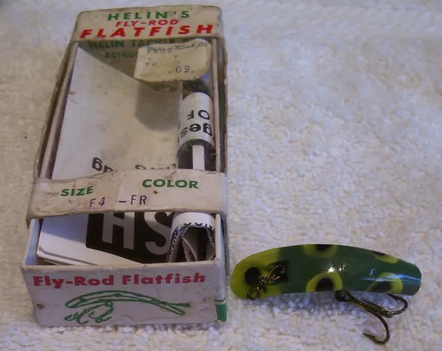 Vintage Helin Flatfish F4 Lure 6/13/22  In  Box F4-Fr Papers 1.5"