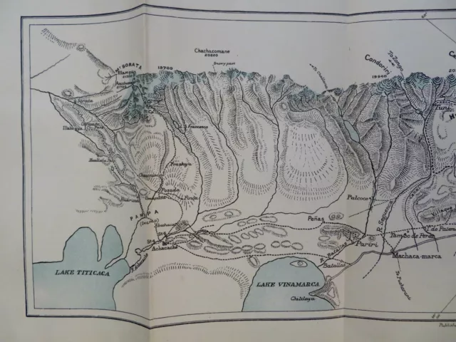 Cordillera Real Mountains Bolivia La Paz Lake Titicaca 1899 Johnston scarce map 2