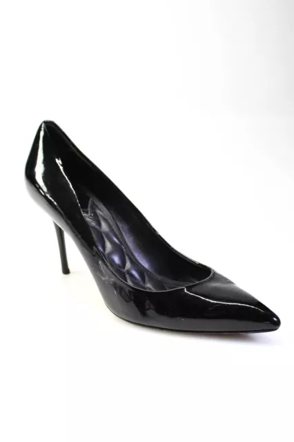 B Brian Atwood Women's Patent Leather High Heel Pointed Toe Pumps Black Size 9