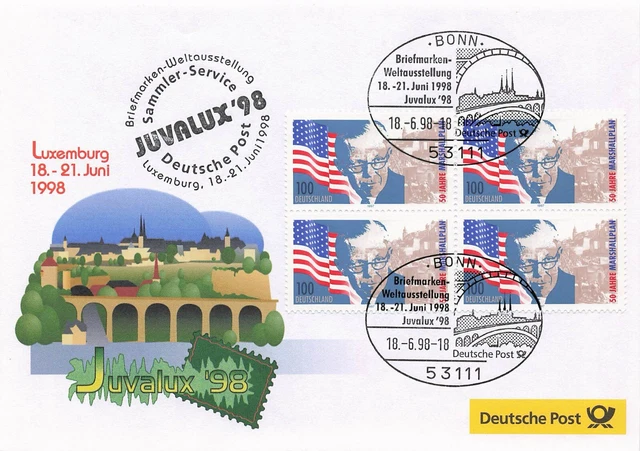 Bund 1998 Sonderumschlag JUVALUX' 98 (4x1926) Sonderstempel