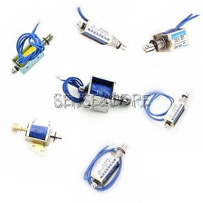 Électro-aimant (Solenoïde) Open Frame DC 6V/12V/24V - Course 10mm - Force 5N/2N - Reset