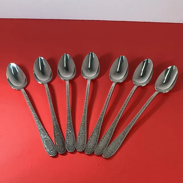 Vintage silver plate national Monarch 7 ice tea spoons