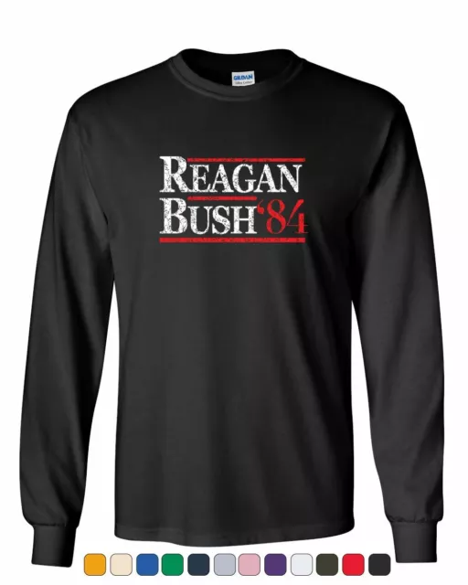 Reagan Bush '84 Long Sleeve T-Shirt Ronald American President History GOP Tee