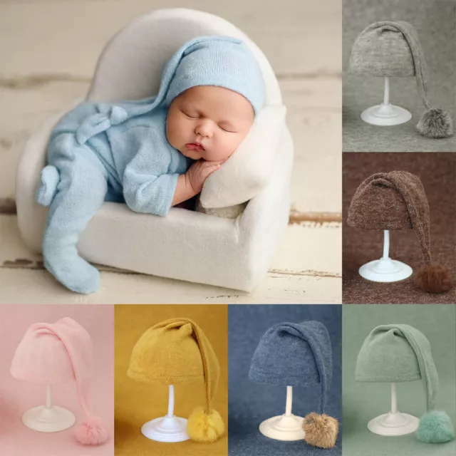 Props Knit Fur Ball Hat Newborn Photo Hat Baby Beanies Newborn Photography Hat