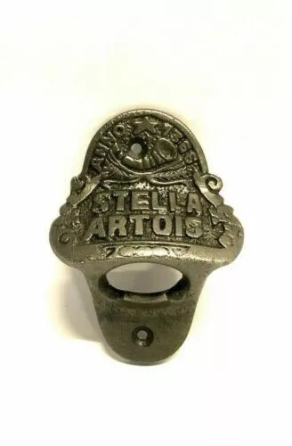 Brass Antique "Stella Artois" Cast Iron Wall Mounted wine / beer bottle opener