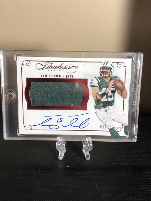2015 Panini Flawless Tim Tebow Ruby Autograph Game Worn 2 Color Patch Jets /15 2015 Panini Flawless Tim Tebow Ruby Autograph Game Worn 2 Color Patch Jets /15