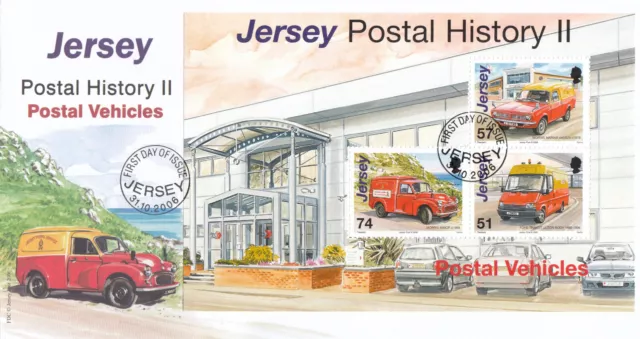 (133568) Postal Vehicles Postal History II minisheet GB Jersey FDC 2006