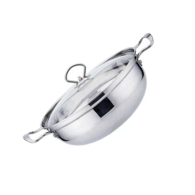 Stainless Steel Soup Pot Traditional Paella Pan Wok with Lid