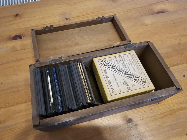 Antique magic lantern slide Job lot, Various  Robinson Crusoe, Collodion Plates