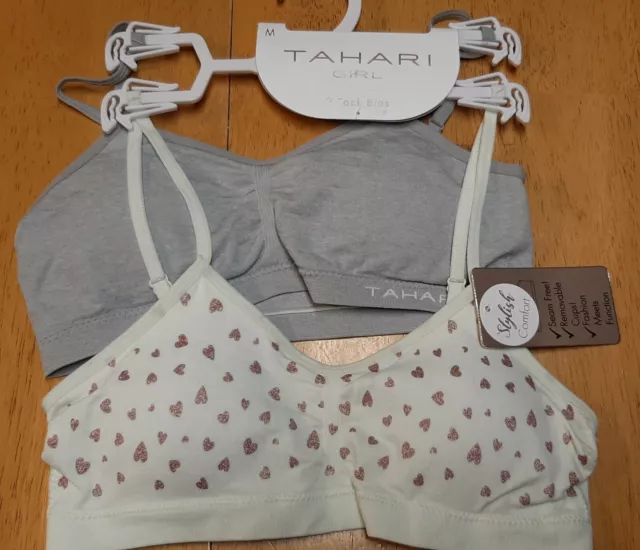 Tahari Girl Pullover Training Bras Size S 6 7 Gray Pink Rose Beige Set  Comfort