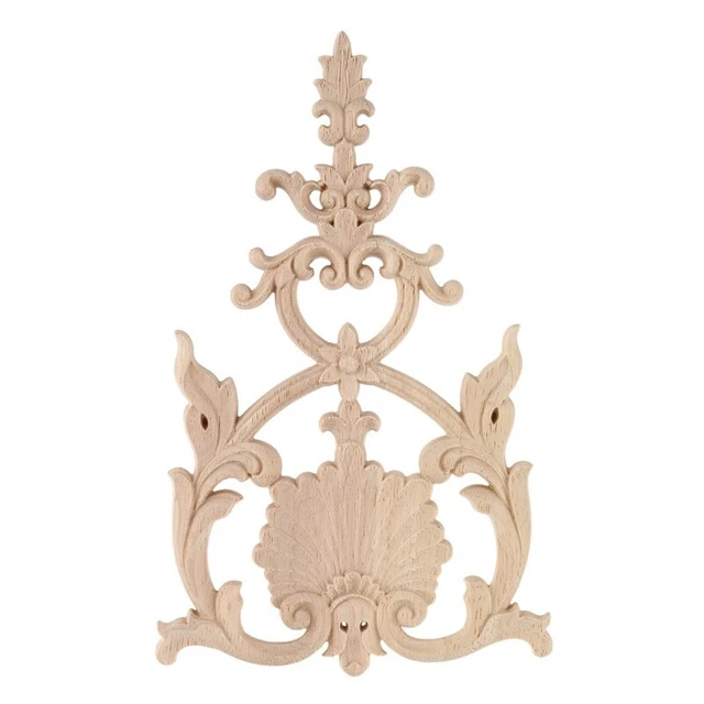 1X Gomma Legno Intagliato Applicazione Mobili Vintage Artigianato Decorazione #H O8M11549