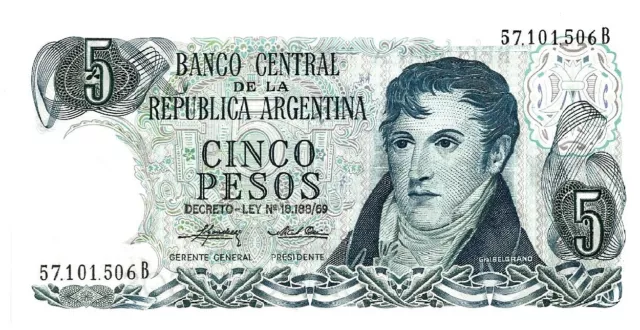 Billete De Argentina 5 Pesos  Billete No Circulado.sc.