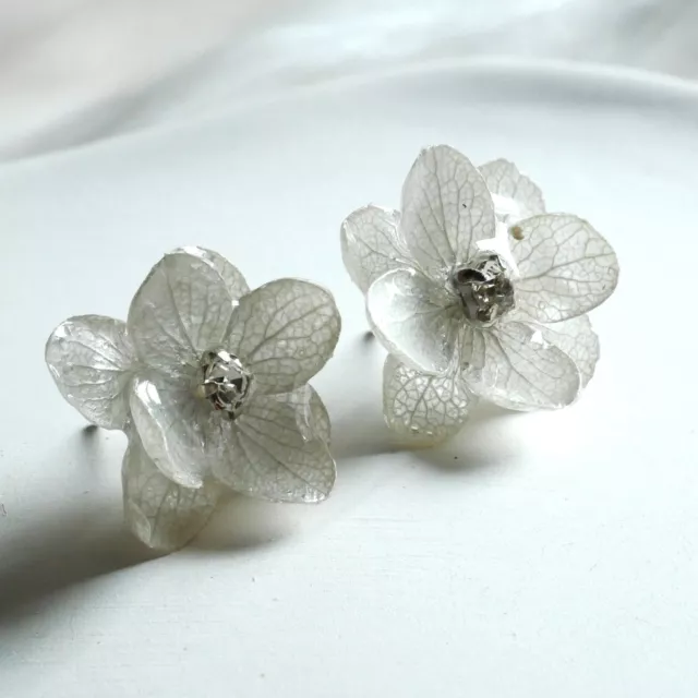 Real Grey Hydrangea Stud Earrings, Pressed Hydrangea Earrings