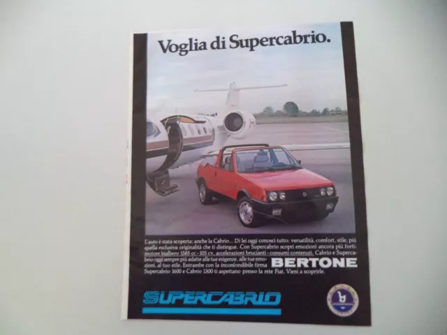 advertising Pubblicità 1985 FIAT RITMO SUPER CABRIO BERTONE