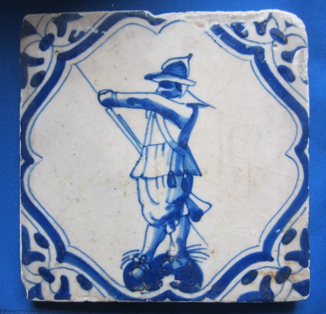 Antique Delft tile - soldier - ca 1625-1650