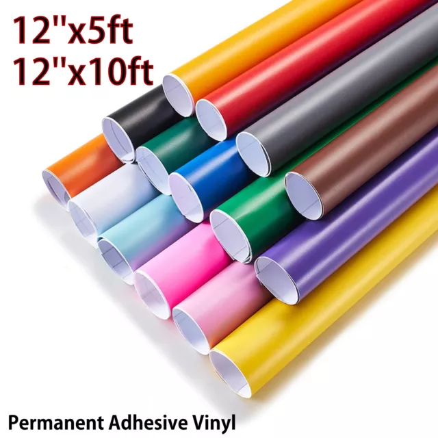 Permanent Vinyl for Cricut - 12" x 5FT/10FT Adhesive Vinyl Roll Stickers Crafts