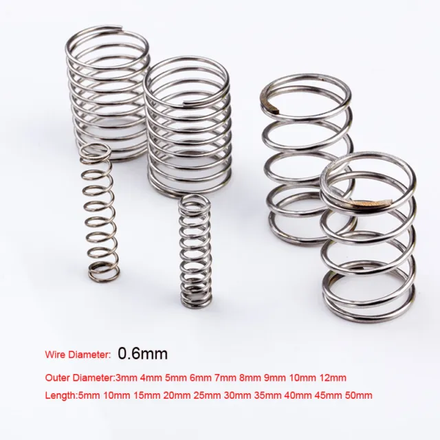 0.6mm 304 Stainless Steel Compression Pressed Spring You Choose Sizes & Lengths