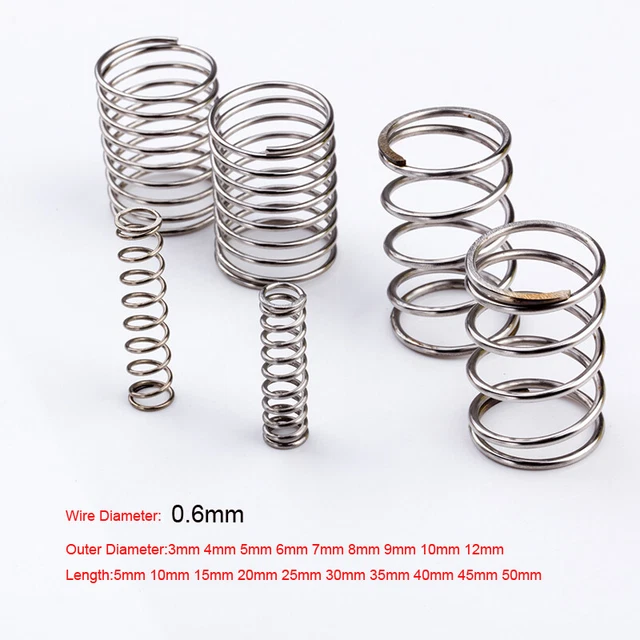 0.6mm 304 Stainless Steel Compression Pressed Spring You Choose Sizes & Lengths