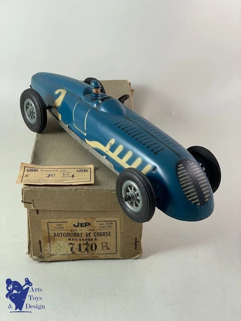 Jouet Ancien JEP Bateau Canot De Course Mécanique Rouge – 1935, 47cm, Tôle Avec Boîte