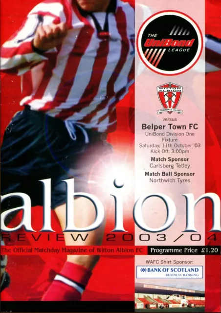 Witton Albion v Belper Town 11/10/03 Northern Premier Division 1
