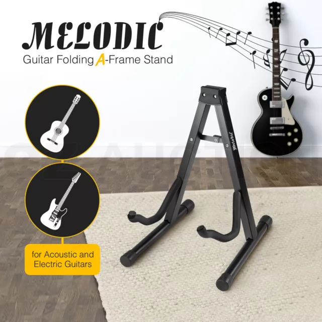 Melodic Folding Guitar Stand Electric Acoustic Bass Floor Rack Holder A Frame